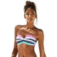 thumbnail image 1 of LASCANA Women's Striped Bandeau Bikini Swimsuit Top Bra Sizing Glitter Detail, 1 of 6