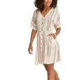 thumbnail image 1 of LASCANA Women's Striped Button Down Dress Buttons, 1 of 5
