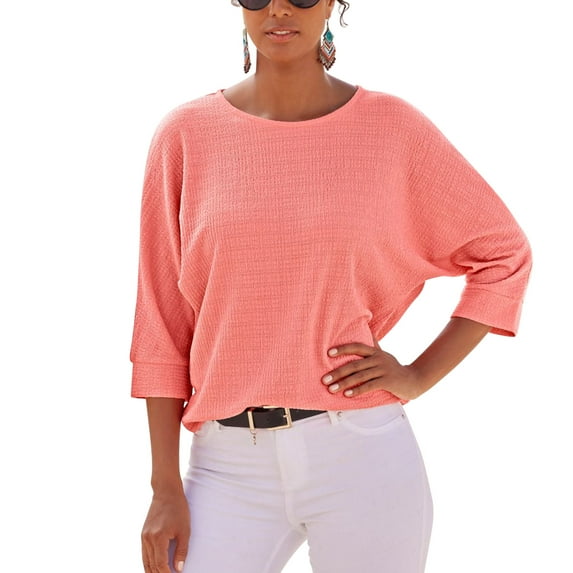 LASCANA Women's Textured 3/4 Sleeve Top
