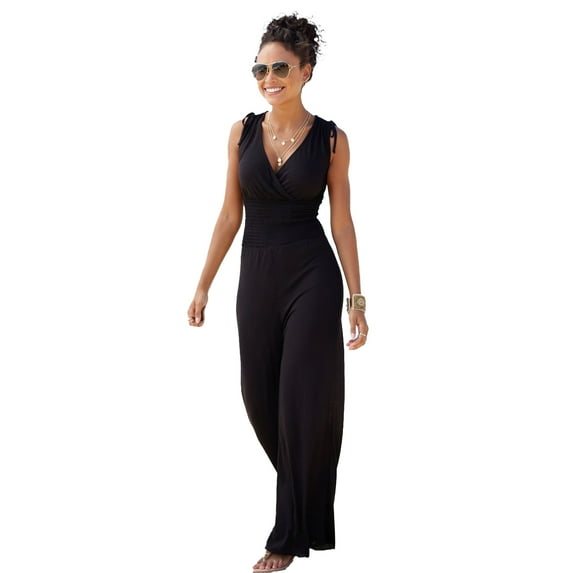 LASCANA Women's Tie Detail Jumpsuit Smocking