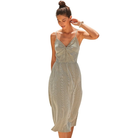 LASCANA Women's Twist Front Dress Contrast Stripe