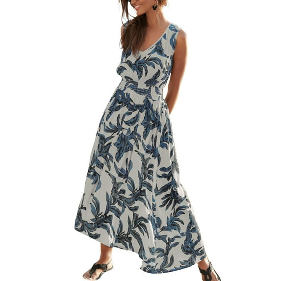 LASCANA Women's V-Neck Maxi Dress Crochet Detail