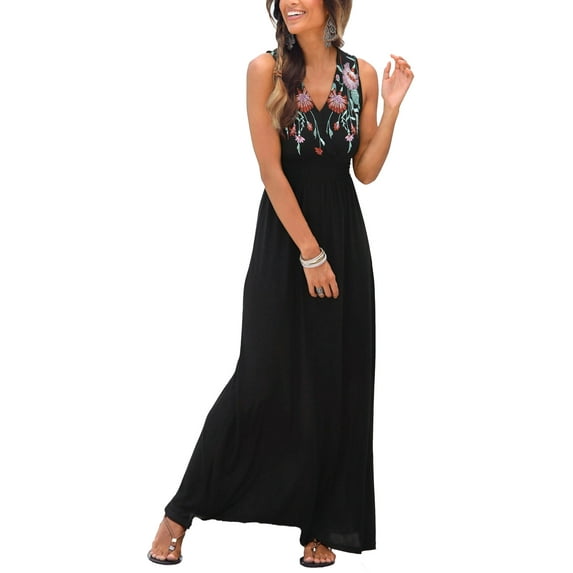 LASCANA Women's V-Neck Maxi Dress Tassels