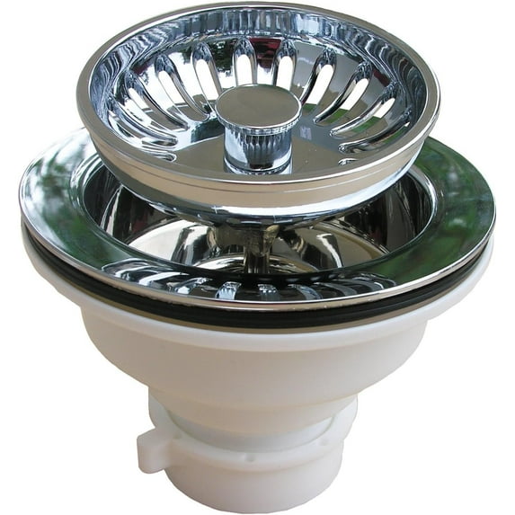 Lasco Fittings Kitchen Strainer 03-1059 CP - Heavy Duty PVC - 1-Pack, Chrome