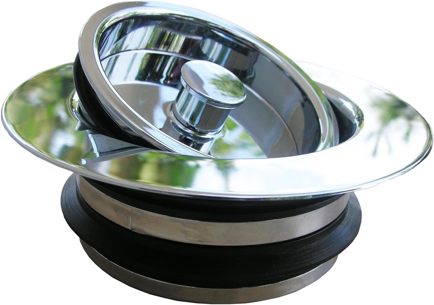 LASCO 03-1075 Heavy Duty PVC Body Universal Disposal Stopper and Flange Chrome Polished