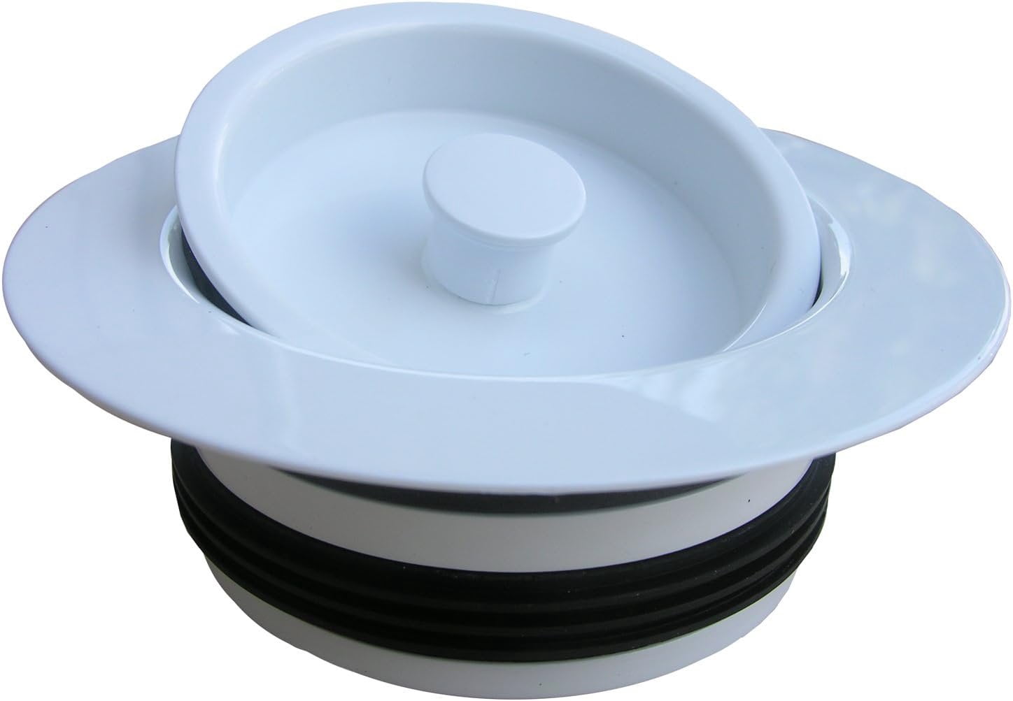 LASCO 03-1075W Heavy Duty PVC Body Universal Disposal Stopper and Flange White Finish