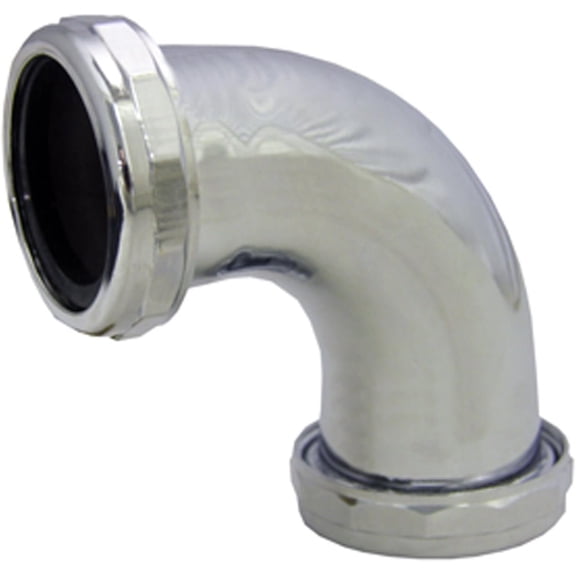 Lasco Fittings Slip Joint 90-Degree Elbow Chrome Plated Brass - 1-1/2 Inch, Nuts, Washers