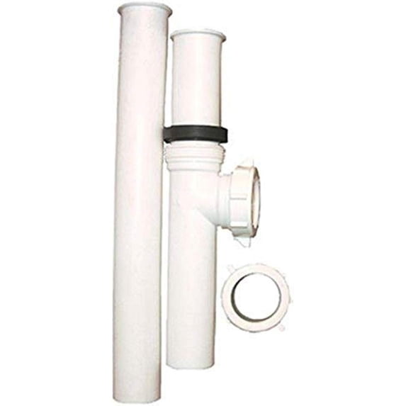 Lasco Fittings Plastic Disposal Drain Assembly Tee - Slip Joint End Outlet - 1 1/2", White