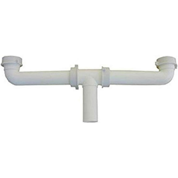 LASCO 03-4209 White Plastic Tubular 1-1/2-Inch by 16-Inch Center Outlet Drain Assembly for Kitchen Sink