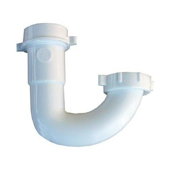 Lasco Fittings PVC Lavatory Drain J Bend Trap - White - 1 in, Plastic, Includes Nuts & Washers