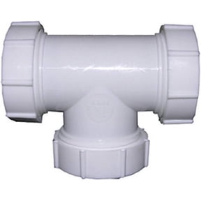Lasco Fittings Plastic Slip Joint Tee - Easy Installation, 1-1/2" O.D, White, 3 Nuts