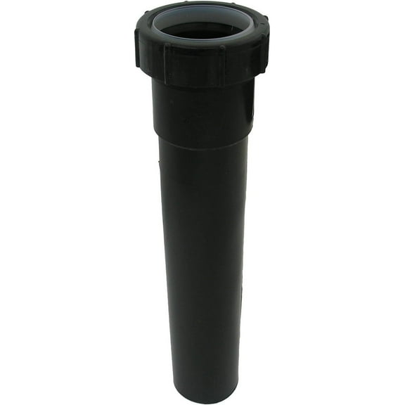 LASCO 03-4323A ABS Plastic Tubular Slip Joint Extension with Nut and Washer, 1-1/2" x 8", Black