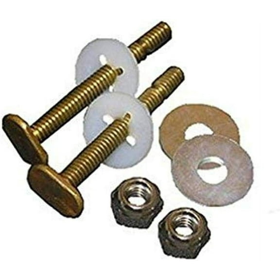 LASCO 04-3645 Solid Brass 5/6-Inch by 2-1/4-Inch Heavy Duty Bolts with Nuts and Washers Toilet Bolts