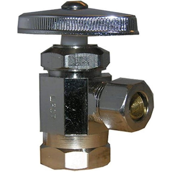 LASCO 06-7203 Angle Stop Valve, Standard Duty, 1/2-Inch Female Iron Pipe Inlet X 3/8-Inch Compression Outlet, Chrome