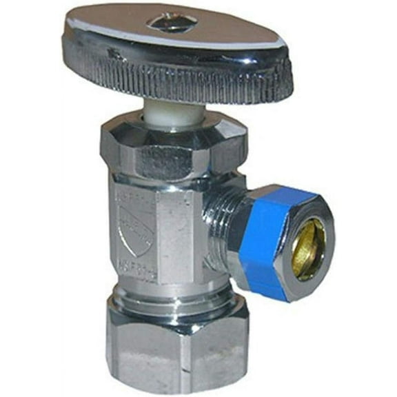 LASCO 06-7253 Angle Stop Valve, Standard Duty, 5/8-Inch Compression Inlet X 3/8-Inch Compression Outlet, Chrome