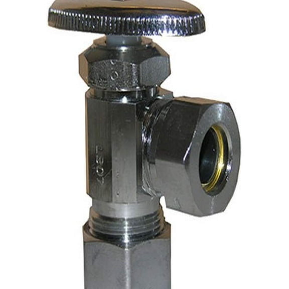 Lasco Fittings Angle Stop Valve Standard Duty - 5/8 In Compression x 7/16-1/2 In Slip Joint - Chrome