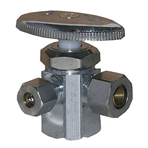 LASCO 06-7319 Dual Outlet Valve, 1/2-Inch Iron Pipe Inlet X 3/8-Inch Compression Outlet X 1/4-Inch Compression Outlet, Chrome