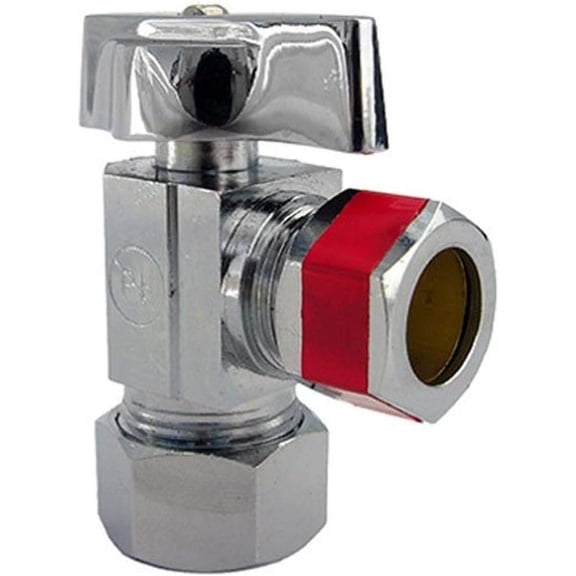 LASCO 06-9213 Angle Stop Quarter Turn Ball Valves, 5/8-Inch Compression Inlet X 1/2-Inch Compression Outlet, Chrome