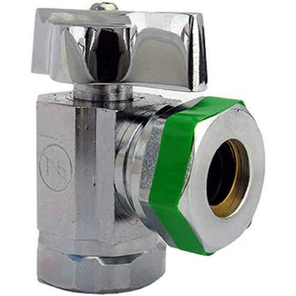 LASCO 06-9221 Angle Stop Quarter Turn Ball Valves, 1/2-Inch Iron Pipe Inlet X 7/16-1/2-Inch Slip Joint Outlet, Chrome