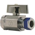 thumbnail image 1 of LASCO 06-9273 Straight Stop Quarter Turn Ball Valves, 1/2-Inch Steel Pipe Inlet X 3/8-Inch Compression Outlet, Chrome, 1 of 1