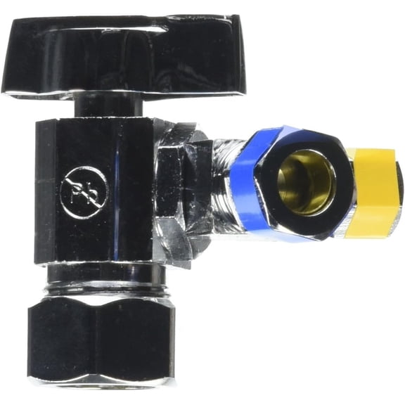 Lasco Fittings Quarter Turn 3-Way Valve - Brass, Chrome - 3/8 In x 1/4 In Outlet