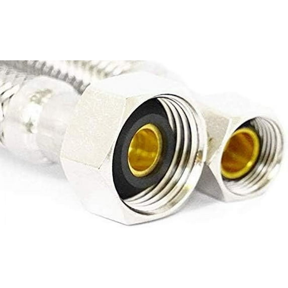 LASCO 10-0109 3/8-Inch Female Compression by 1/2-Inch Female Iron Pipe by 9-Inch Flex Stainless Steel Braided with Poly Inner Core Water Supply, 50-Pack