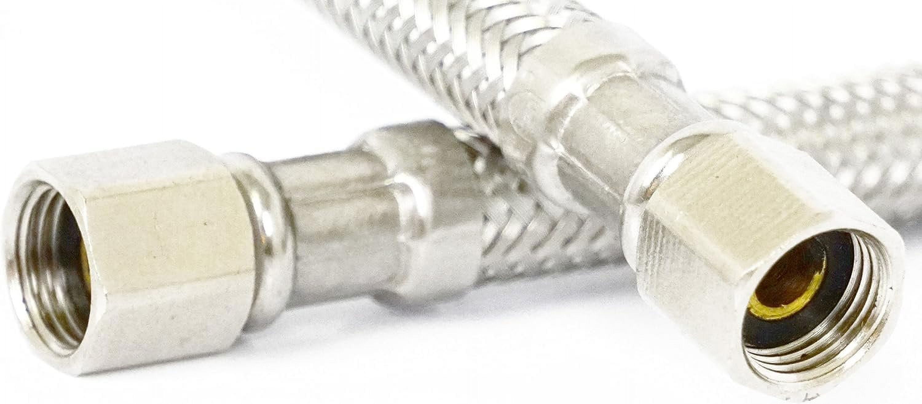 LASCO 10-0954 10-Foot Ice Maker Water Supply Line, Braided Stainless Steel, X 1/4-Inch Female Compression, 1-Pack, Iron