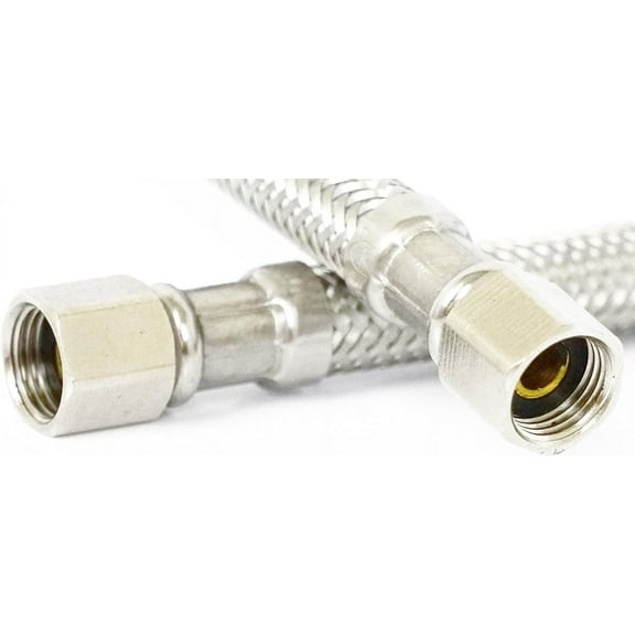 LASCO 10-0954 10-Foot Ice Maker Water Supply Line, Braided Stainless Steel, X 1/4-Inch Female Compression, 1-Pack, Iron