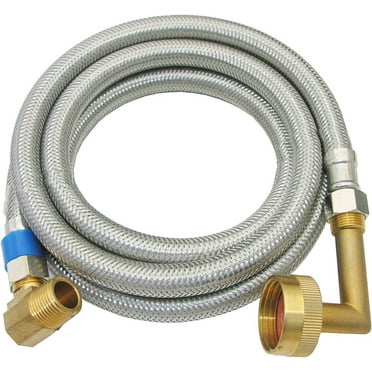 LASCO 10-0981 6-Foot Universal Stainless Steel Braided Dishwasher Installation Kit with 2 Elbow Fittings, 1-Pack
