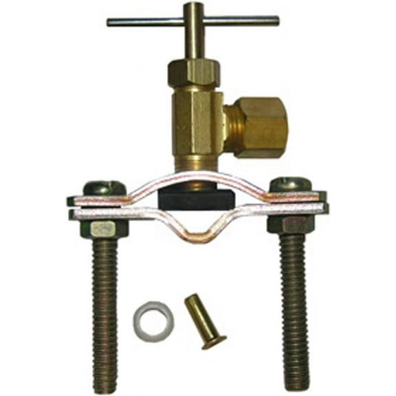LASCO 17-0601 1/4-Inch Compression Outlet Self Tapping Brass Saddle Needle Valve