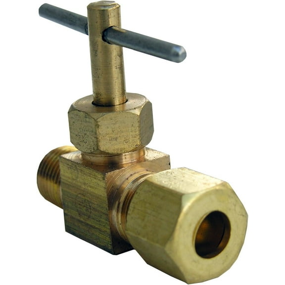 LASCO 17-1311 1/4-Inch Compression by 1/4-Inch Male Pipe Thread Straight Brass Needle Valve