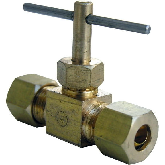 Lasco Fittings 1/4-Inch Compression Straight Brass Needle Valve 17-1511 - 1 Pack