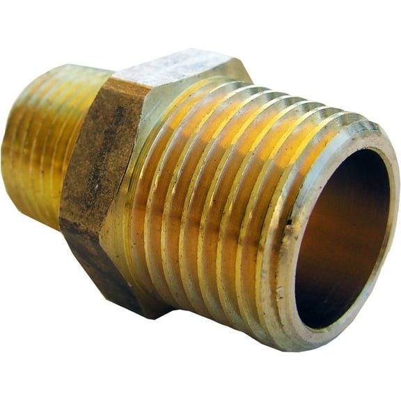 LASCO 17-8753 3/4-Inch Male Pipe Thread by 1/2-Inch Male Pipe Thread Brass Hex Nipple