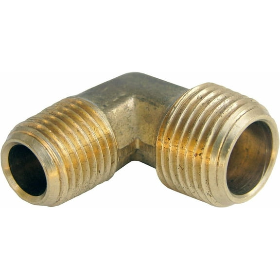Lasco Fittings Brass 90-Degree Elbow - 3/8" x 1/4" Male Pipe Thread - Gold
