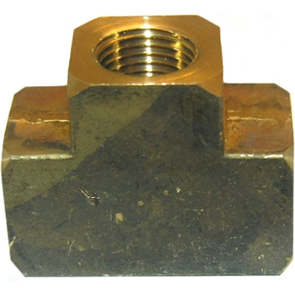 Lasco Fittings Brass Pipe Tee - 1/4 In. Female NPT Thread - Gold