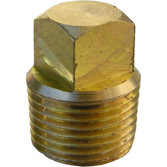 Lasco Fittings Brass Pipe Plug Square Head - 3/8 Inch Thread - Gold