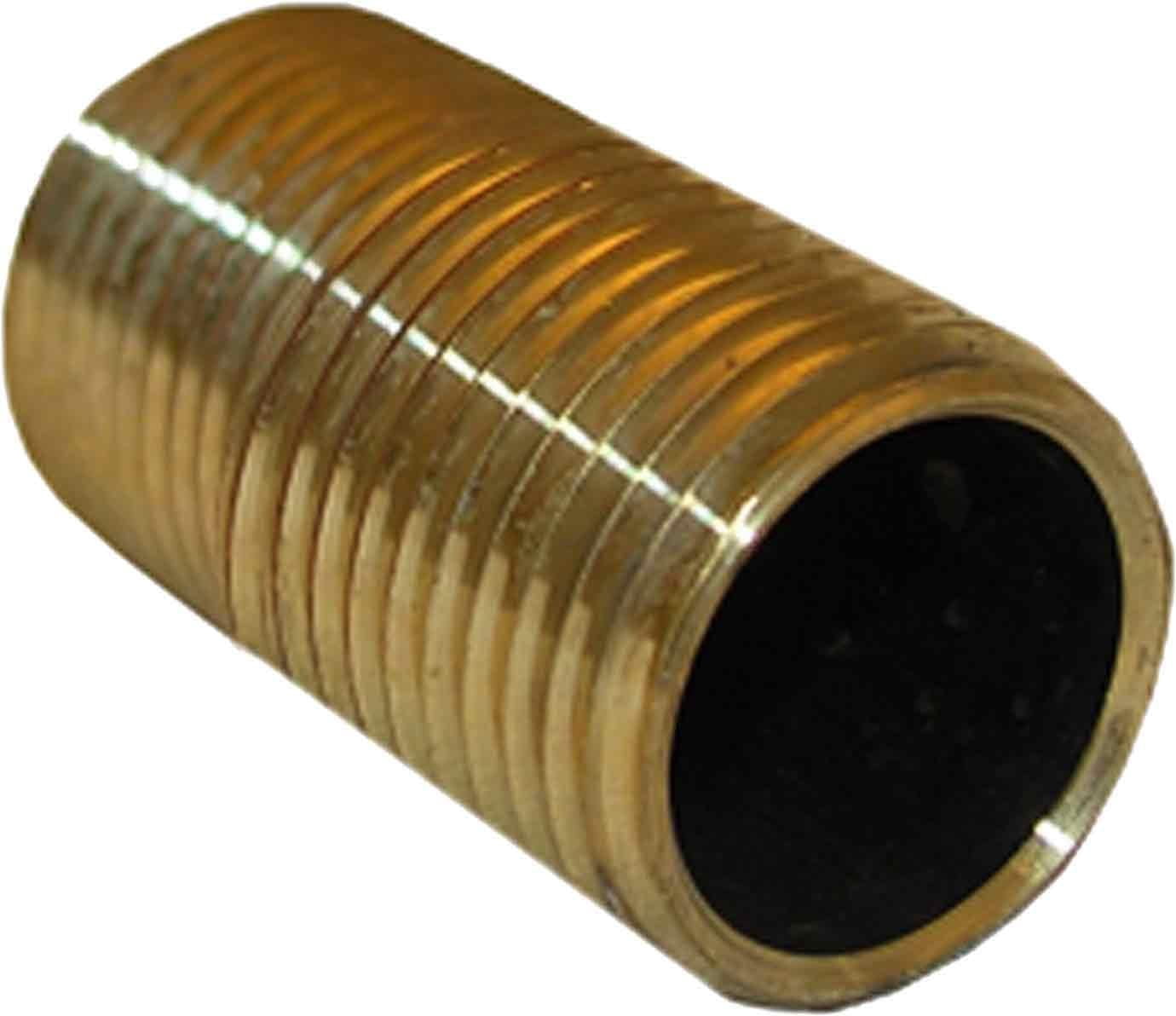 LASCO 1/2-Inch Close Yellow Brass Pipe Nipple - Lead-Free For Water, Air, Or Gas