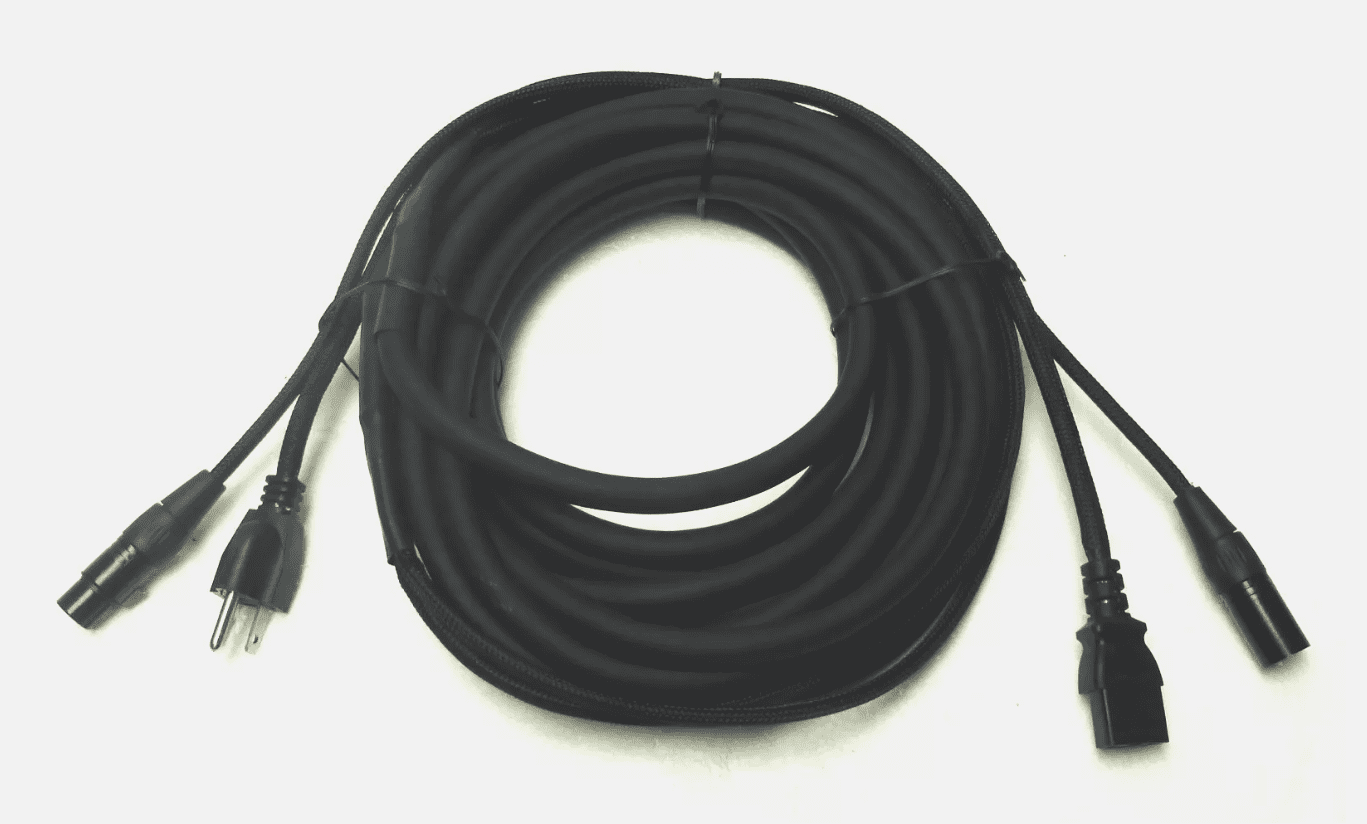 LASE 30 Ft(9.14M) Siamese Cable AC Power & XLR Audio Cable for Power Speakers