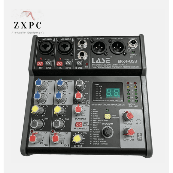 LASE Mini 4 Channel Sound Mixing Console Audio Mixer with USB2.0 audio interface