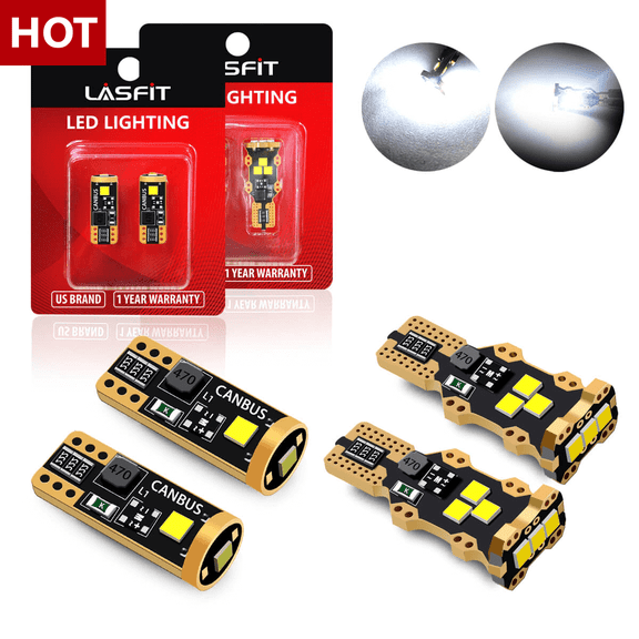 LASFIT 194 168 LED Bulbs LED License Plate Light + 912 921 LED Back Up Reverse Light Bulbs, White