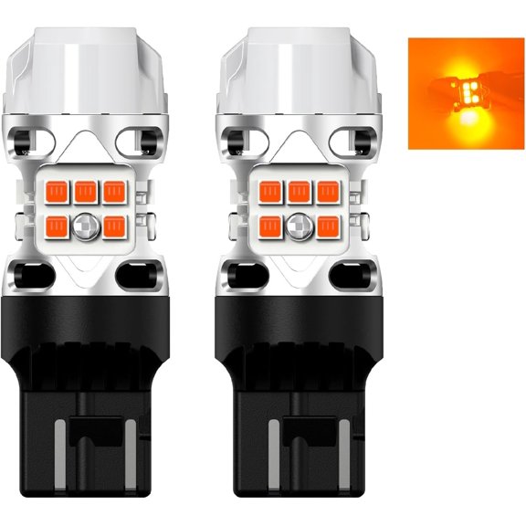 LASFIT 7443 LED bulbs Fit for 2019-2025 Chevy Silverado 1500 WT/Custom/Custom Trail Boss Front Turn Signal Built in Resistor Error Free, Amber