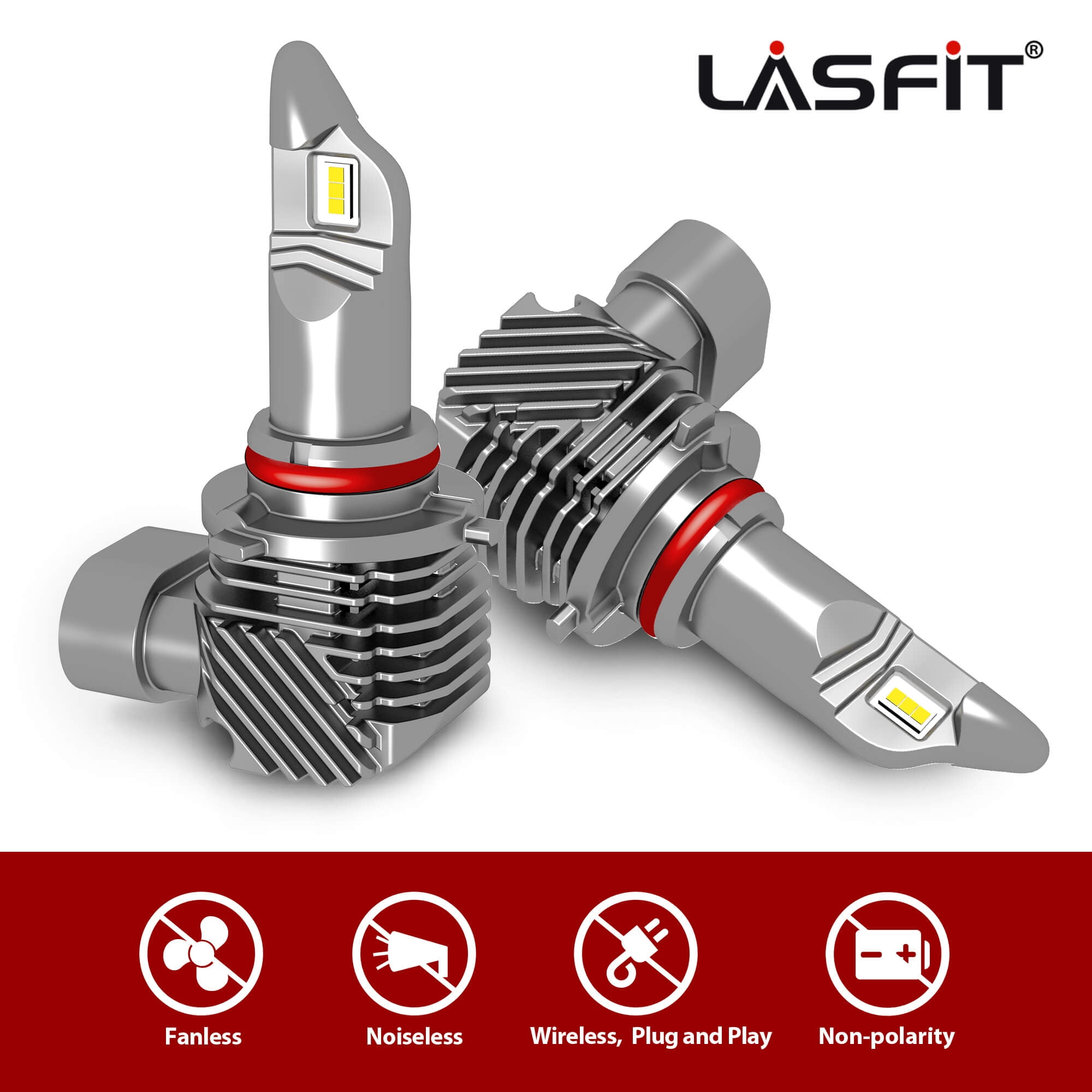 LASFIT 9006/HB4 LED Headlight Bulbs,Low Beam/Fog Light Bulbs Plug N