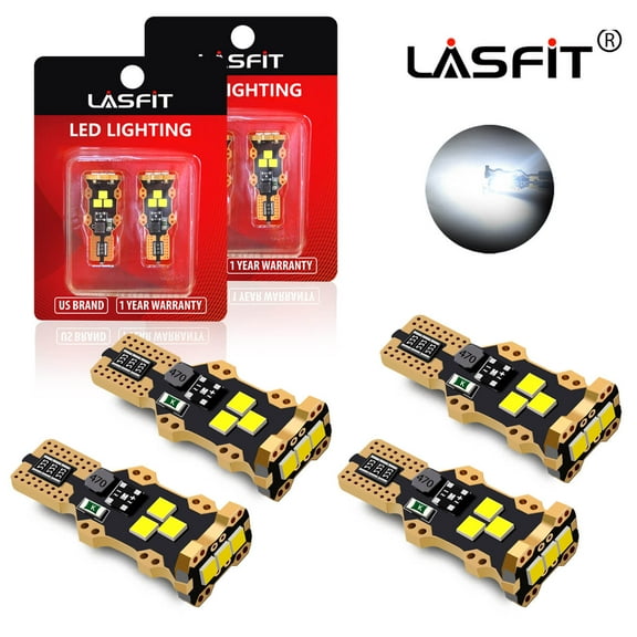 LASFIT 912 921 T15 W16W LED Bulbs, Extremely Bright Reverse Backup Cargo Lights, Interior Dome Trunk Lamps, Xenon White(Pack of 4)