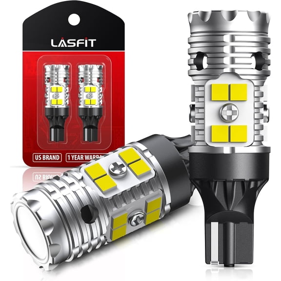 LASFIT 921 LED Bulb Reverse Lights, 912 T15 Back Up Light CANBUS Error Free W16W 906 Reversing Bulb 904 916 6000K Xenon White New Upgrade Design, Plug and Play (Pack of 2)