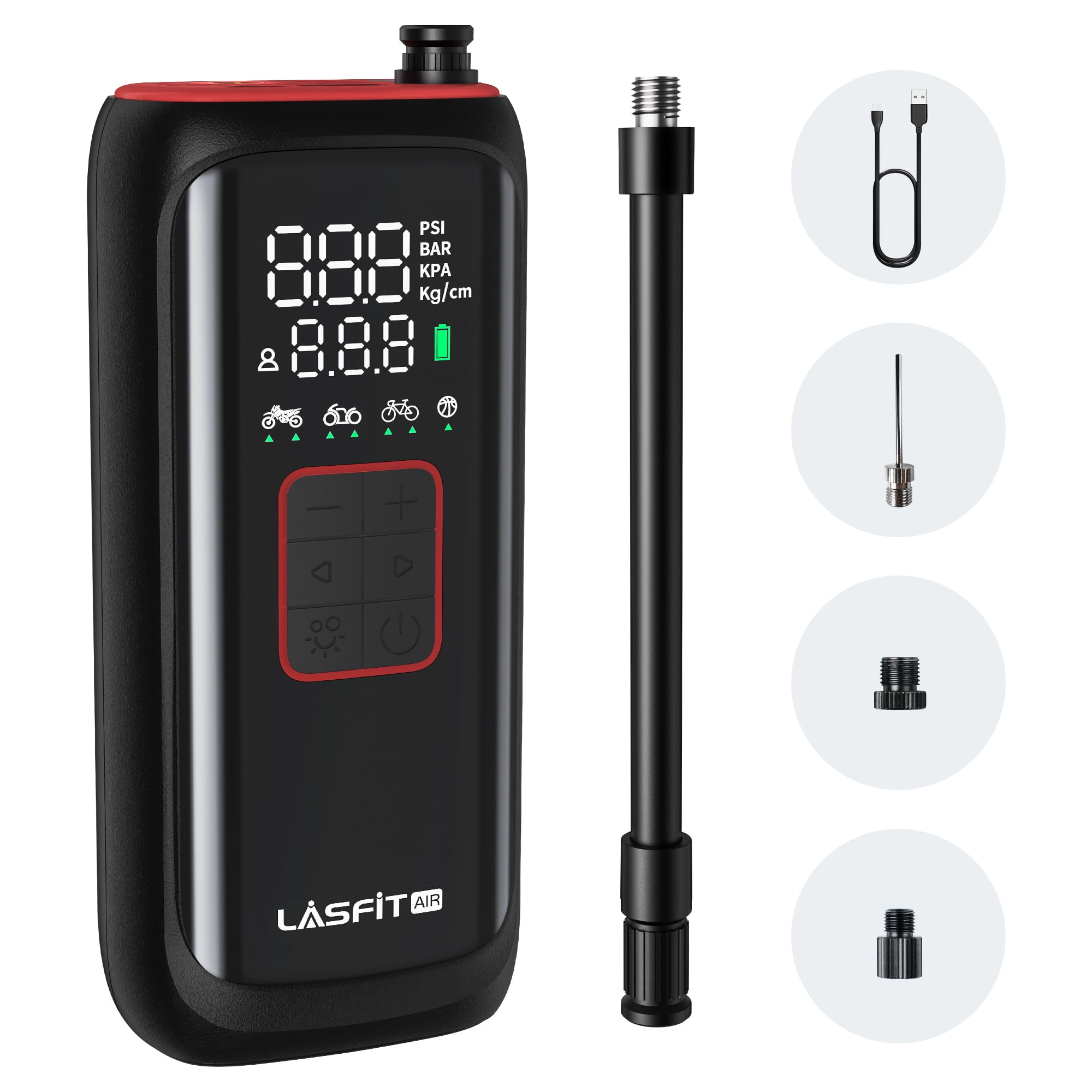 LASFIT AIR Portable Tire Inflator Air Pump for Car - Cordless  Air Compressor for Car Motorcycle Bike Balls , 150PSI Digital Tire Pressure Gauge, Electric Multipurpose Car Accessories for Men Women