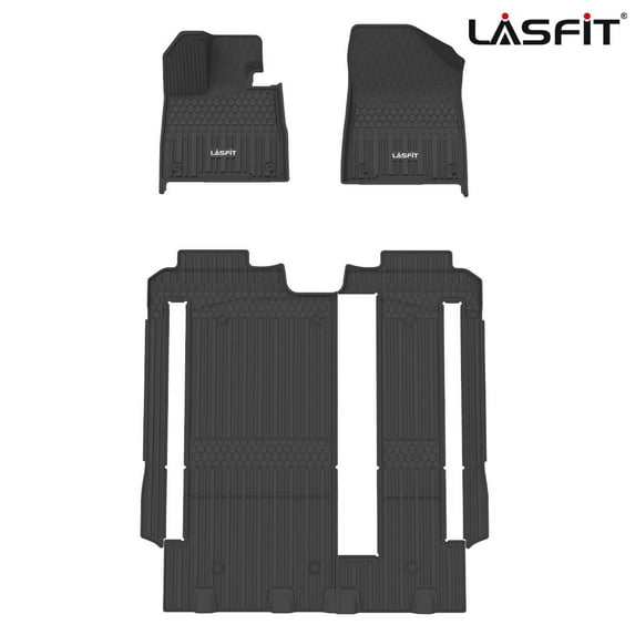 LASFIT Car Floor Mats for Toyota Sienna 2021 2022, Custom All Weather Floor Mats Liners 1st & 2nd & 3rd Row 8 Seats Full Set, TPE Material, Black