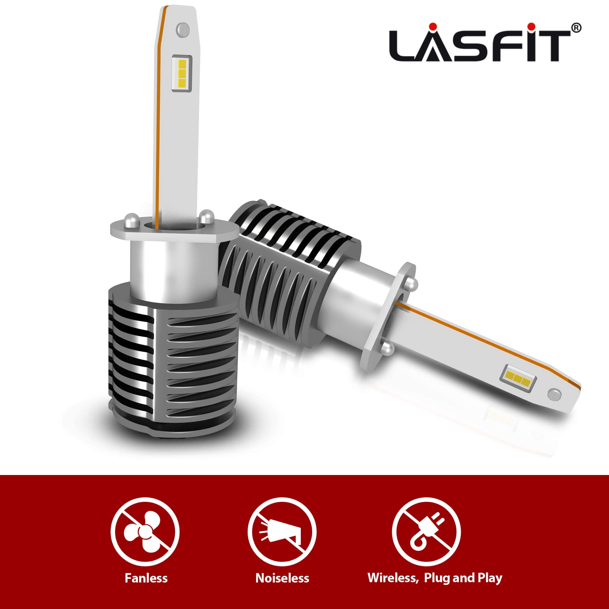 LASFIT H1 LED Headlight Bulbs, H1 High/Low/Fog Light Bulbs,Plug N Play, 40W  4000LM 6000K