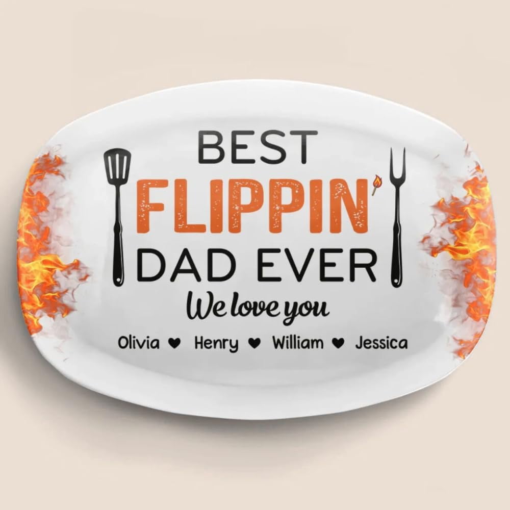 LASFOUR Best Flippin' Dad Ever - Family Personalized Custom Platter ...