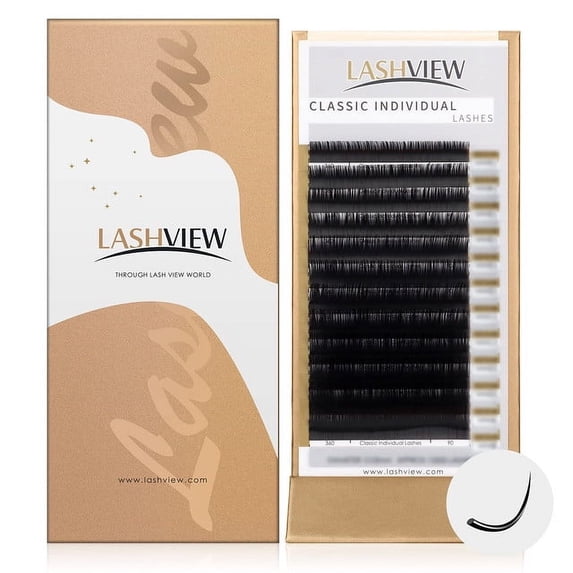 LASHVIEW Eyelash Extensions,Individual Lashes, 0.15 Thickness D Curl Mixed Tray(8-15mm),Premium Single &Classic Lases,,Natural Semi Permanent Eyelashes,Mink& Soft Lashes,Application-Friendly