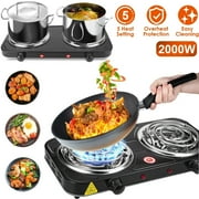 LASIEYO 2000W Electric Double Burner Electric Hot Plate Heating Stove with 5 Adjustable